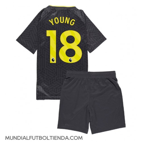 Camiseta Everton Ashley Young #18 Segunda Equipación Replica 2024-25 para niños mangas cortas (+ Pantalones cortos)